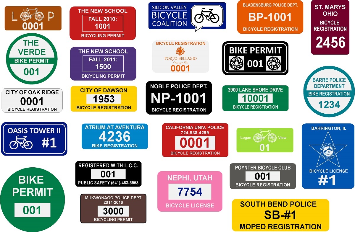 Bicycle Registration Stickers Bike Permit Labels Imprints