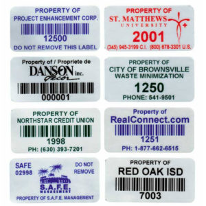 Asset/Inventory Labels - Stock 2" x 1" Aggressive adhesive