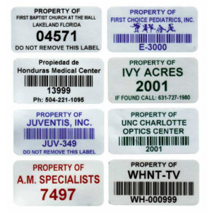 Asset/Inventory Labels - Stock 2" x 1" Aggressive adhesive